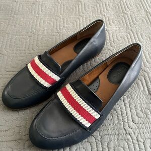 Women's B.O.C  Black Loafers with Red and White Stripes